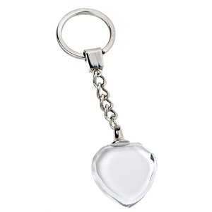 Llavero con Corazón de Cristal, Colgante Transparente de 30x30 mm, Cadena Plateada - Product Image 1