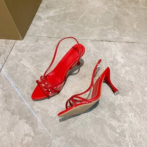 New Sexy One Line Buckle Water Diamond Women's Sandals 602 Open Toe <strong>Champagne</strong> Celebrity Banquet High <strong>Heels</strong> - Product Image 5