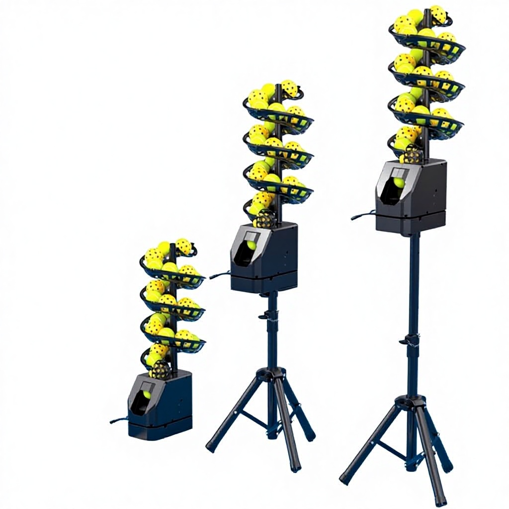 Tennis Padel Pickleball Ball Serving Machine with Automatic Ball Delivery Height Adjustable Self-service & Portable