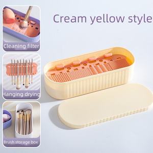 Caja Limpiadora <span class=keywords><strong>de</strong></span> Brochas <span class=keywords><strong>de</strong></span> Maquillaje 3 en 1, Tapete <span class=keywords><strong>de</strong></span> Silicona para Limpieza, Escurridor Portátil, Estuche <span class=keywords><strong>de</strong></span> Almacenamiento para Esponjas Cosméticas, Venta al por Mayor, Marca Privada - Product Image 5