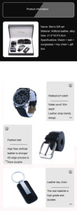 Cintura per orologio impermeabile occhiali da sole polarizzati portachiavi Set Box forniture per ufficio regali di compleanno amante famiglia Business Set regalo da uomo - Product Image 2