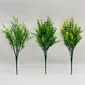 Branches <span class=keywords><strong>de</strong></span> Arbres à Feuilles Persistantes en PE <span class=keywords><strong>de</strong></span> Haute Qualité, Aspect Naturel, avec Petites Fleurs à Ruban Vert, pour Décoration <span class=keywords><strong>de</strong></span> Scène <span class=keywords><strong>de</strong></span> Mariage et Aménagement Paysager - Product Image 1