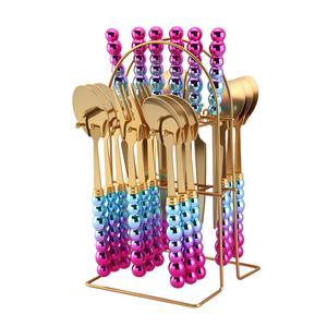 Set di Posate in Metallo Stile Occidentale per Commercio Estero, 24 Pezzi, Coltello e Forchetta per Bistecca Nordici con Supporto, Vendita all'Ingrosso - Product Image 1