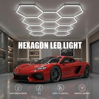 Barre lumineuse LED 5 hexagones en nid d'abeille pour produits de detailing automobile, station de lavage, plafond de garage, éclairage LED pour l'entretien des voitures