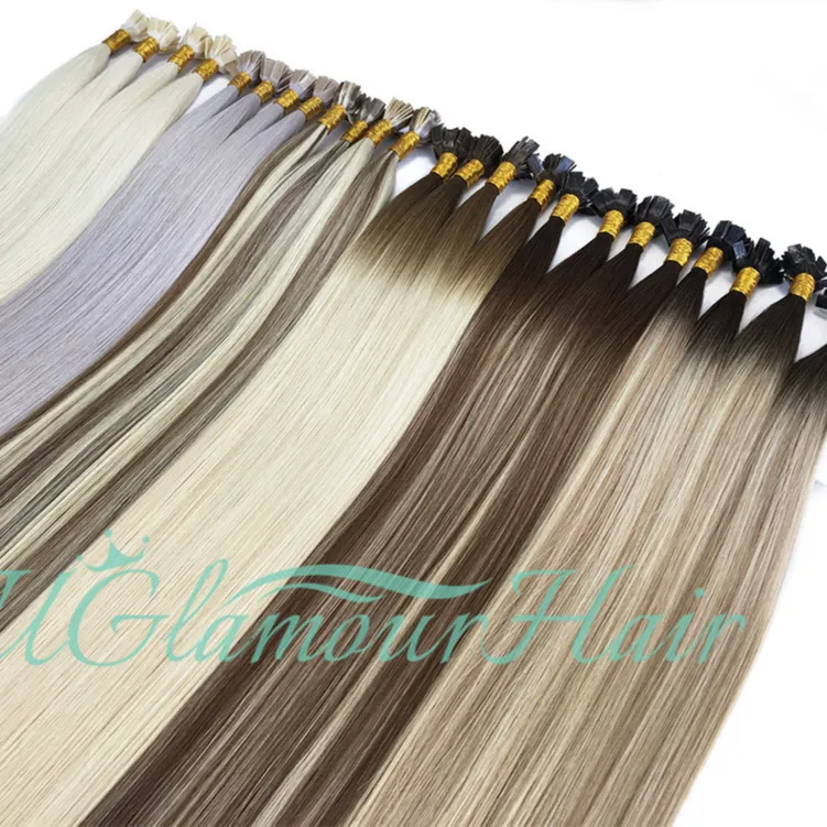 Hot Sale raw Remy Hair Extensions real Human Hair Double Drawn Virgin Flat tip hair extension