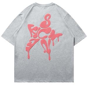 Camiseta de Verano para Hombre con Logotipo Personalizado, 100% Algodón, Estampado PUFF, Ecológica, de Secado Rápido, Estilo Graffiti, Talla Grande, Manga Corta - Product Image 1