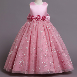 Robes de princesse en maille de style européen pour enfants, robes de demoiselle d'honneur moelleuses, robes de fête élégantes pour enfants de 10 ans - Product Image 5