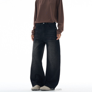 Jeans Anchos de Mezclilla con Parches, Estilo Gótico Retro Hip-Hop, Corte Recto, Holgados, Estilo Urbano - Product Image 1