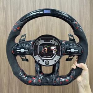 Volant en cuir perforé en fibre de carbone style LED pour <span class=keywords><strong>Mercedes</strong></span> Benz a B C E G S Class GLA GLB GLE W222 W447 EQA EQB <span class=keywords><strong>AMG</strong></span> - Product Image 3