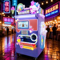 Máquina Expendedora de Helados Inteligente con Brazo Robótico IA, Pantalla Táctil de 21.5 Pulgadas, Pago con Tarjeta de Crédito y Monedas, Capacidad de 12L, Autoservicio sin Personal