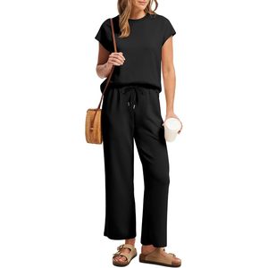 Ensembles deux pièces pour femmes, hauts décontractés à manches courtes, tenues assorties, vêtements tricotés respirants, mode plage, été - Product Image 3