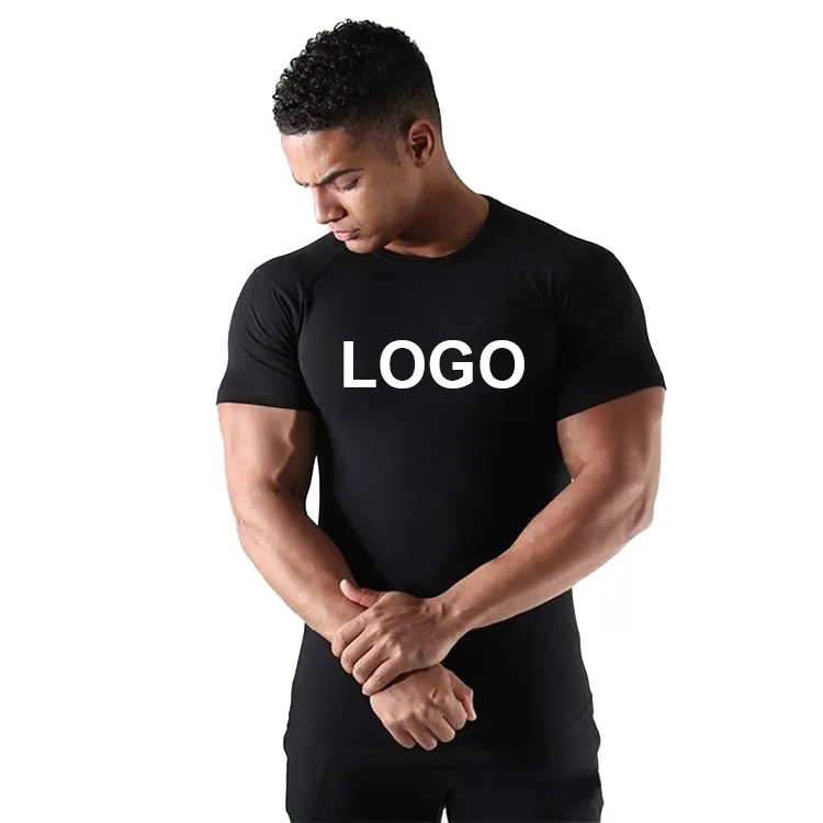 T-shirt de Compression en Polyester pour hommes, Logo personnalisé de haute qualité, course athlétique, Sport, musculation