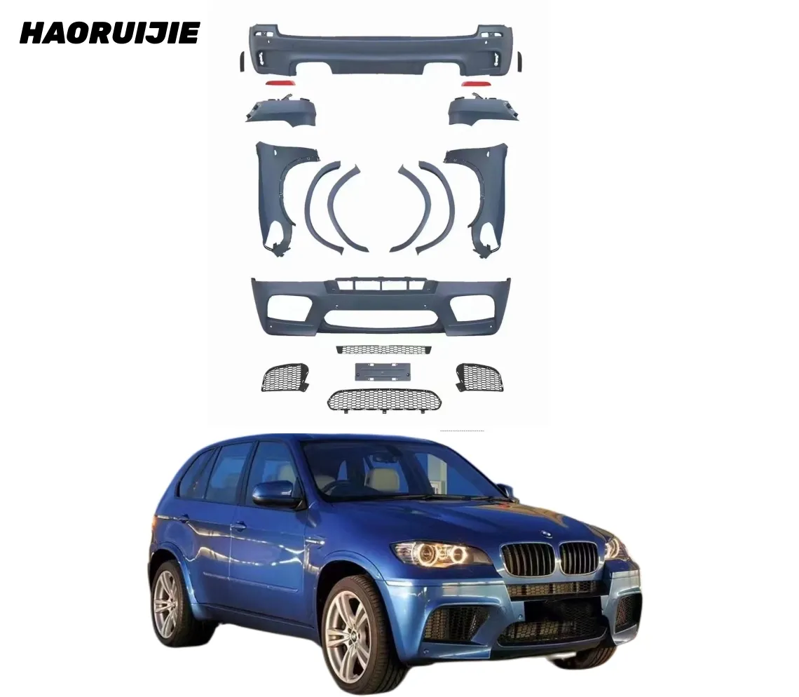 Kits de carrosserie E70 pour 11-13 BMW E70 X5 mise à niveau vers X5M Bodykit pare-chocs avant pare-chocs arrière ailes à sourcils rondes