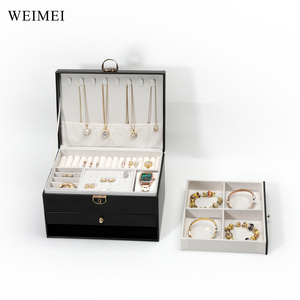 Estuche de Joyería WEIMEI de Cuero PU con Múltiples Cajones, Caja de Regalo para Collares, Pendientes, Pulseras, Anillos, Organizador de Joyas de Viaje - Product Image 2