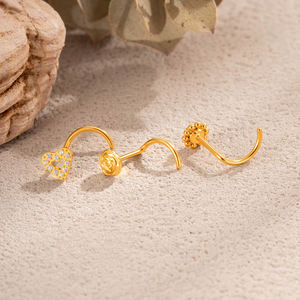 HENGSEN G23 titane nez goujon S en forme de <span class=keywords><strong>narine</strong></span> vis nez <span class=keywords><strong>Piercing</strong></span> <span class=keywords><strong>bijoux</strong></span> coeur fleur nez <span class=keywords><strong>bijoux</strong></span> pour femmes - Product Image 5