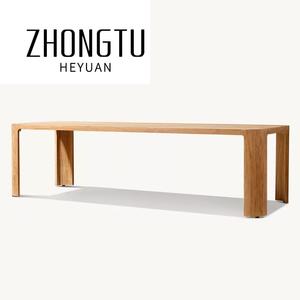 Contemporary Hotel Luxurious Solid Wood <strong>Teak</strong> <strong>Dining</strong> <strong>Table</strong> Furniture Garden Rectangle <strong>Table</strong> and Chairs Set for Outdoor Waterproof - Product Image 3