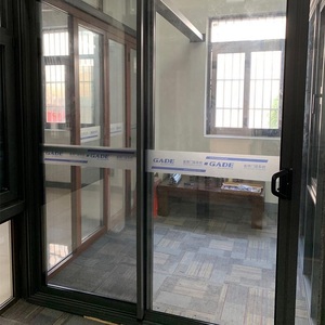 Porte patio isolée à double rail à cadre étroit 100T de qualité supérieure avec cadre en aluminium noir mat et verre trempé pour un design moderne - Product Image 4