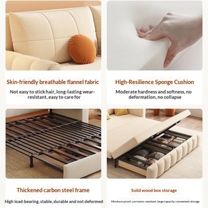 Cat Claw Velvet Foldable Multifunctional Sofa <b>Bed</b> Dual Purpose Nordic Cream Style Pull Out Couch For Small Living Room - Product Image 3