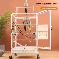 Cage à oiseaux en verre transparent Crystal Palace Luxe pour oiseaux de petite à moyenne taille, cage à perroquet pour la maison, avec plateau de jeu et support roulant.