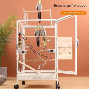 Küçük ve Orta Boy Kuşlar için Şeffaf Cam Kuş Kafesi Kristal Saray Lüks, Ev İçin Papağan Kafesi, Oyun Üstü ve Tekerlekli Standlı. - Product Image 5