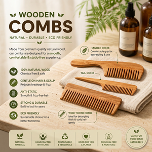 Peigne à cheveux en bois naturel - Product Image 3