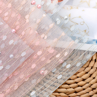Tissu en maille de tulle perlé avec fil doré et perles goutte de pluie, dentelle transparente pour voiles de mariée, robes de princesse et décorations de mariage - Vente en gros