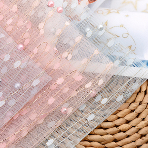 Tessuto in <span class=keywords><strong>Tulle</strong></span> con Perle e Filo Dorato, Rete in Maglia Trasparente per Veli da Sposa, Abiti da Principessa e Decorazioni Nuziali - Product Image 4