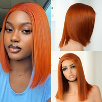 Stock américain Orange foncé gingembre 100% vietnamien cuticule aligné cheveux humains Bob perruques 5x5 Hd greffe dentelle fermeture perruque