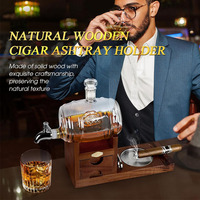 Cendrier à cigares et carafe à whisky ensemble cendrier en bois avec coupe-cigare accessoires à cigares tiroir cadeaux à whisky pour hommes