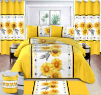 Parure de lit 8 pièces imprimée taille King avec rideaux assortis, idéale pour toutes les saisons – Fabrication chinoise
