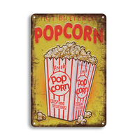 Carteles de hojalata de comida rápida al por mayor, carteles de Metal de hamburguesa de palomitas de maíz Retro Vintage impresos, carteles de Metal de helado para publicidad
