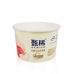 Popular en Oferta <span class=keywords><strong>2021</strong></span>: Envase de Papel para Alimentos con Logotipo Personalizado, Ecológico, de 6oz, 8oz, 12oz, para Gelato, con Tapa y Cuchara - Product Image 3