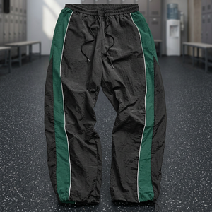 Pantalon de survêtement sport pour homme de haute qualité, personnalisé, ample, coupe droite, en nylon coupe-vent, anti-plis, élastique, avec cordon de serrage - Product Image 3