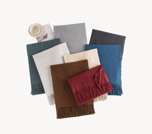 カスタムロゴ冬レディースカシミヤスカーフ無地デザイナー高級ロングタッセルパシュミナウールストールスカーフ女性用 - Product Image 1