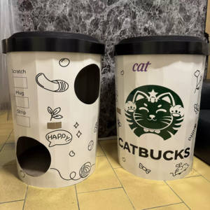 Cangkir kopi kertas bergelombang terintegrasi gaya kartun rumah besar kucing dek ganda dengan penggaruk kucing untuk hiburan kucing - Product Image 6