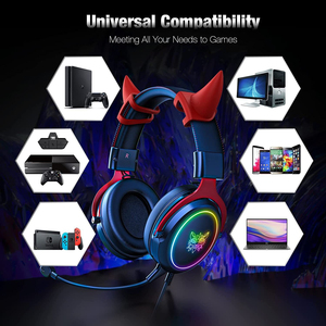 Casque de jeu filaire ONIKUMA X10 avec oreilles de chat, haut-parleur de 50 mm, micro détachable à réduction de bruit, son surround RGB, pour PC et sport - Product Image 4