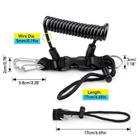Revêtement en plastique PU/PVC personnalisé 304 SS câble à ressort lanière à ressort hélicoïdal avec mousquetons pour la plongée sous-marine
