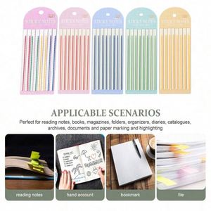 Stylo fluorescent à rayures, étiquette autocollante transparente pour commentaires et mémos, étiquette de signalisation longue pour 800 feuilles ou plus, 5 pièces - Product Image 5