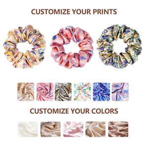 Luxe 6a 100% Moerbei Zijde <span class=keywords><strong>Scrunchies</strong></span> Met Elastische Band Print Zijden Haarbanden - Product Image 4