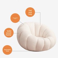 Fauteuil de sol pliable en velours en forme de citrouille, une place, pour petits appartements et salons de beauté - Style moderne