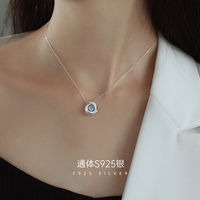 Tiktok – collier avec pendentif vibrant en forme de cœur en zircon, en argent sterling 925, cadeau de saint-valentin pour femmes