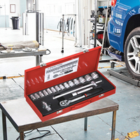 Ensemble d'outils de réparation automobile 24 pièces, douilles 1/2\", clé à roue, outil manuel pour la réparation de voitures et de vélos, emballage personnalisable OEM, boîte en métal