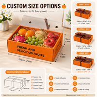 Boîte d'emballage en carton ondulé portable personnalisée pour fruits frais, boîte cadeau pour oranges, raisins, bleuets avec couvercle transparent