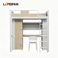 Lit superposé multifonction de luxe en métal pour dortoir, avec bureau intégré