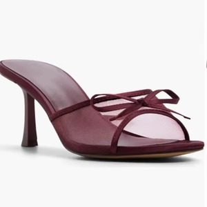 Sandales à talons aiguilles personnalisées à enfiler avec nœud sur l'orteil, talons ouverts à bout rond pour l'été, chaussures habillées pour femmes et jeunes filles - Product Image 4