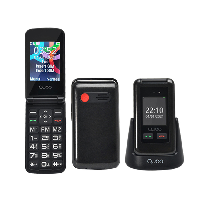 Dual SIM Card Senior Phone 4G Flip Big Button SOS Charging Cradle with Spanish/German/French Languages