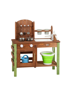 Set Educativo <span class=keywords><strong>Montessori</strong></span> per <span class=keywords><strong>Bambini</strong></span>: <span class=keywords><strong>Cucina</strong></span> d'Acqua in <span class=keywords><strong>Legno</strong></span> per Gioco all'Aperto con Fango, Sabbia e Acqua, per Apprendimento e Gioco di Ruolo - Product Image 1
