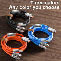 Kabel Usb pengisian daya 3 in 1 Bold 120w 6A, kabel pengisi daya mikro Tipe C warna-warni Super cepat untuk Iphone 15 Android tipe C