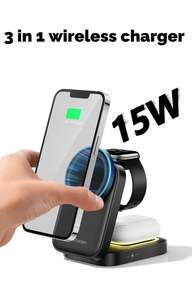 แท่น<span class=keywords><strong>ชาร์จ</strong></span>แม่เหล็ก 15W สำหรับ Apple Watch และ iPhone 12 13 14 15 <span class=keywords><strong>Pro</strong></span> Max ที่ชาร์จไร้สาย<span class=keywords><strong>แบ</strong></span>บเร็ว 3 in 1 พร้อมไฟ LED - Product Image 5