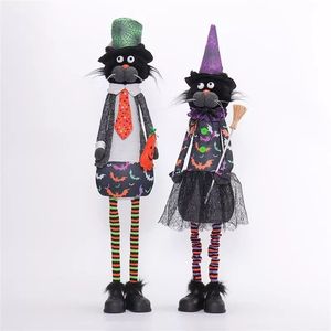 Adorable LED Halloween Cat Ornaments Soft Festive Plush Doll Gift with Colorful Flashing Lights - Product Image 6
